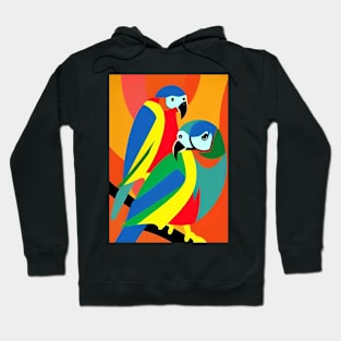 COLORFUL PARROTS RED BACKGROUND Hoodie